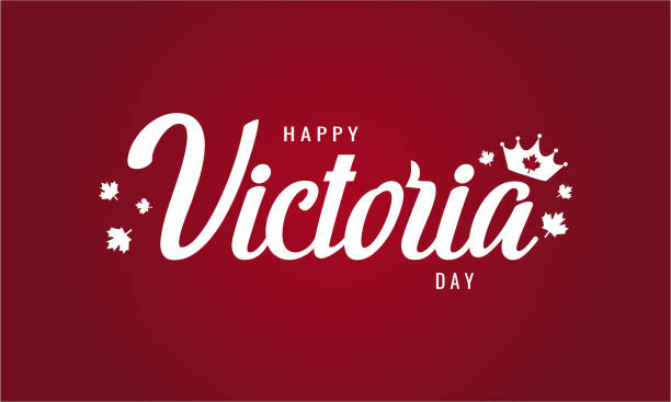 Red Background with"Happy Victoria Day" in white cursive and a crown above the "a" in Victoria.